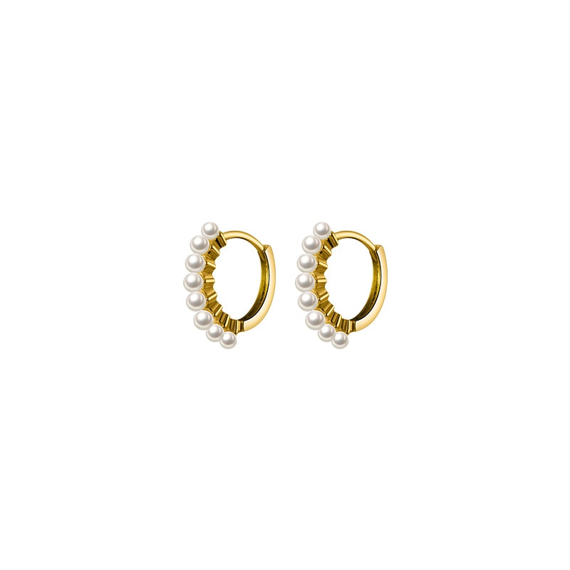 Silver Pearl Hoop Earring