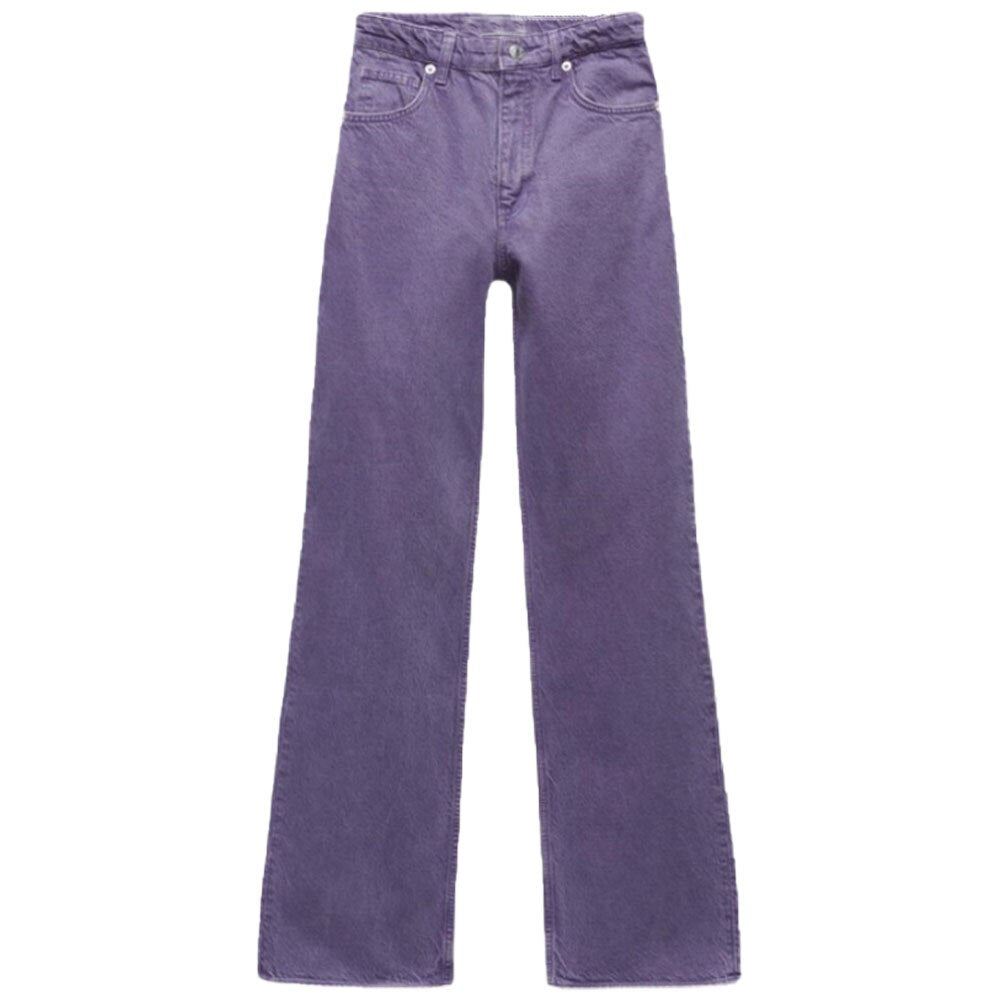Purple High Waist Wide Leg Jeans