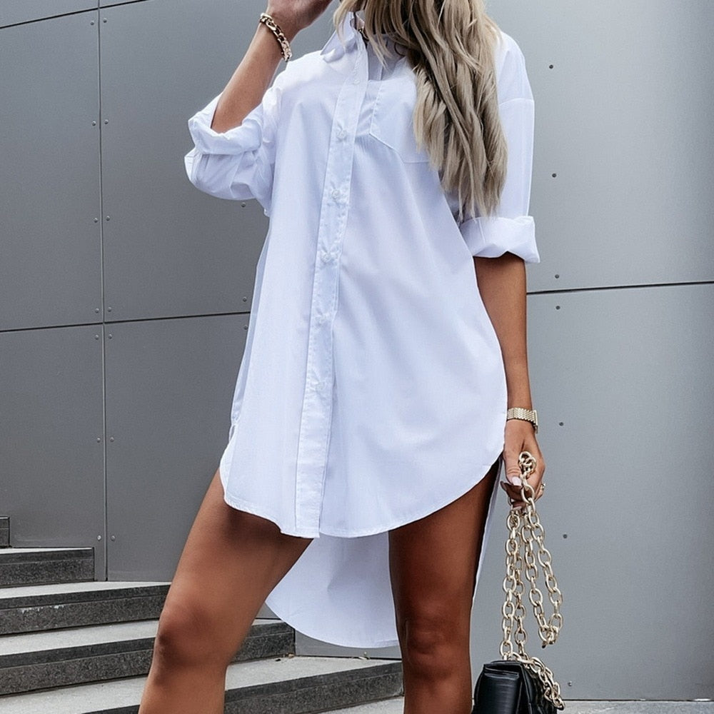 Long Sleeve Loose Shirt Dress