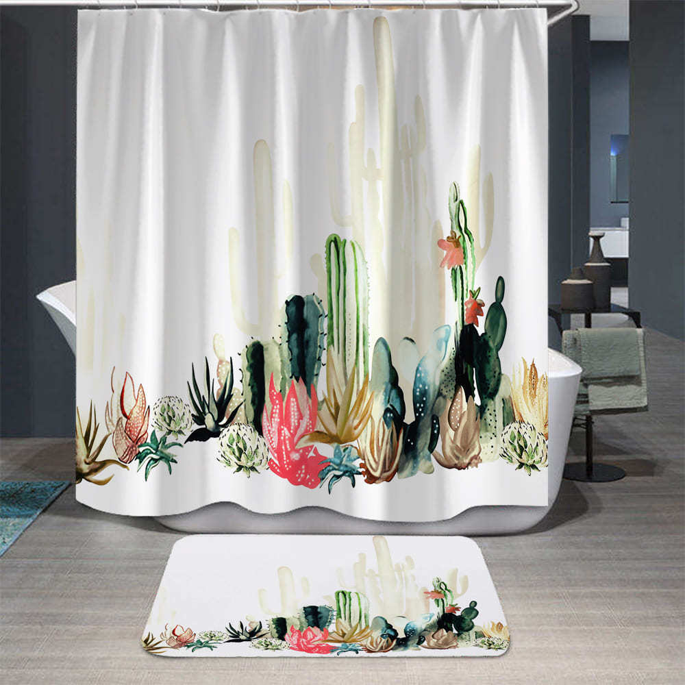 Greenery Cactus Shower Curtain