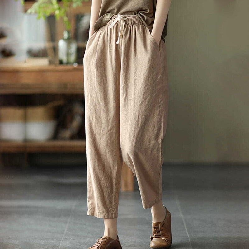 Khaki Loose Harem Pants