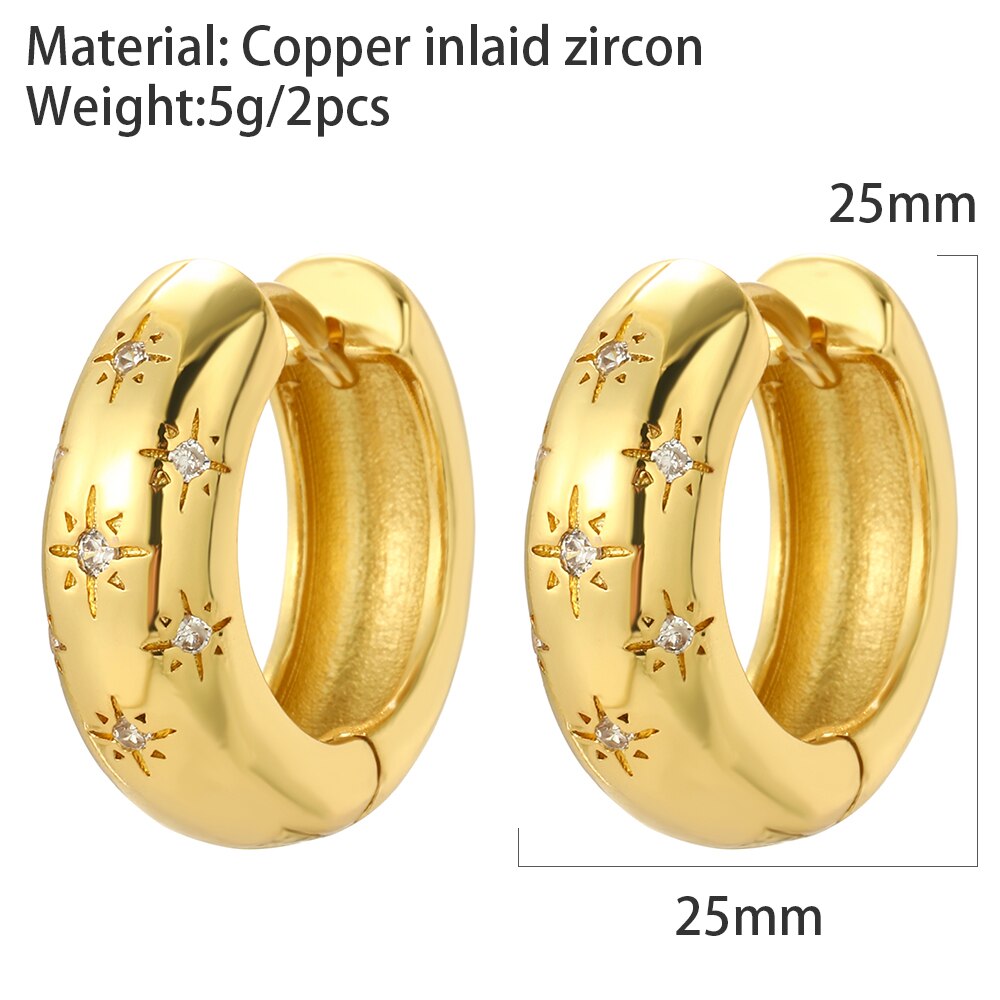 Star Round Hoop Earring