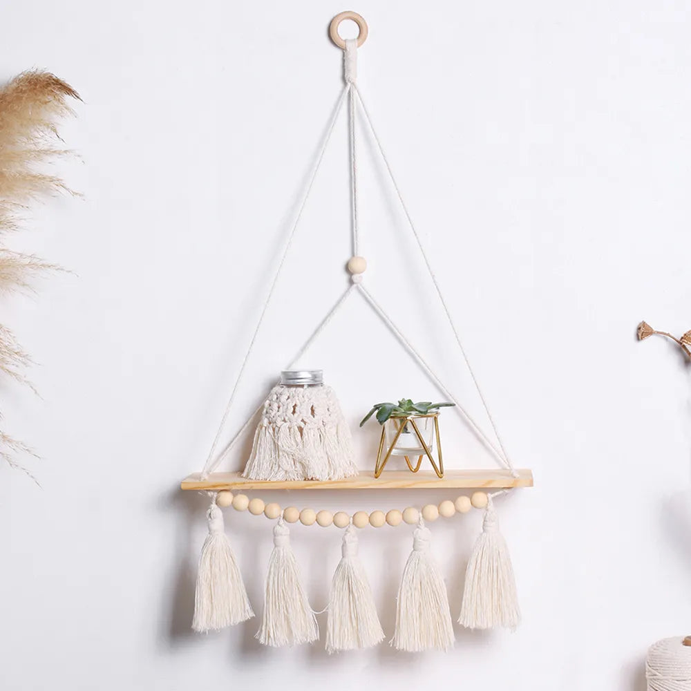 Boho Macrame Wall Hanging Shelf
