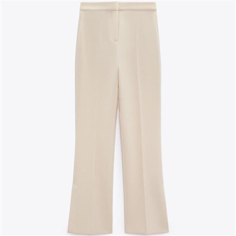Cream Pant + Vest Two Piece Set