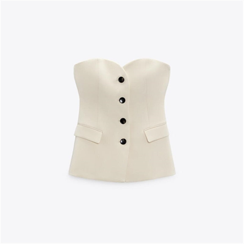 Cream Pant + Vest Two Piece Set