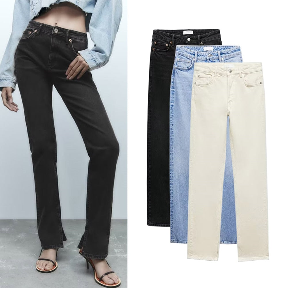 High-waisted Trousers  Slim Jeans