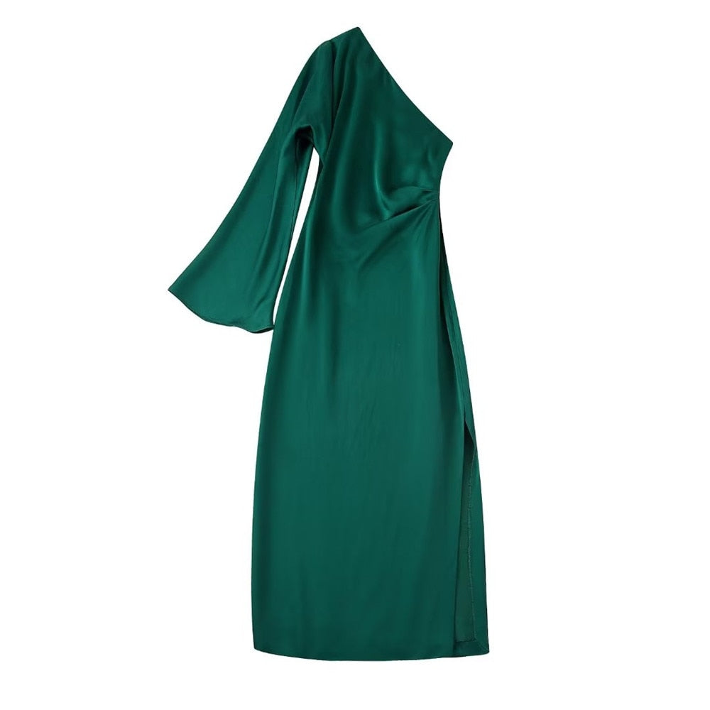 Asymmetric  Long-sleeved Dress