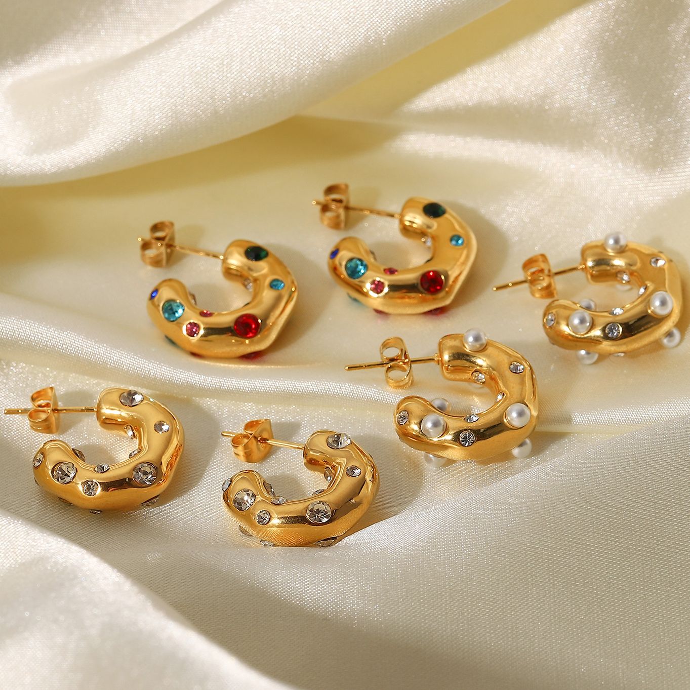 Rhinestone Hoop Earrings