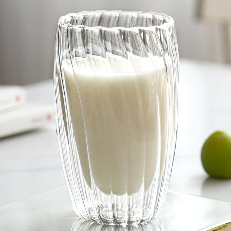 Stripe Double Wall Glass Mug