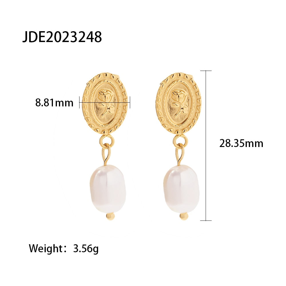 Pearl Stainless Steel Earrings