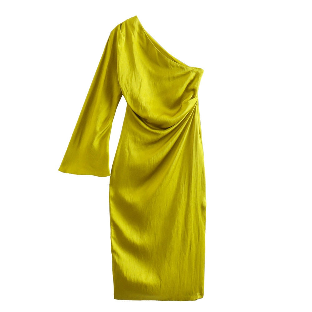 Asymmetric  Long-sleeved Dress