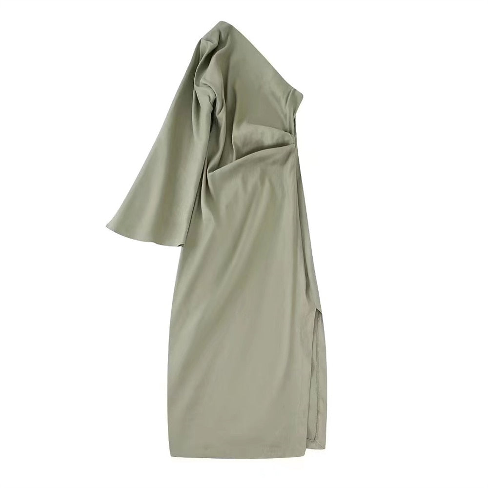 Asymmetric  Long-sleeved Dress