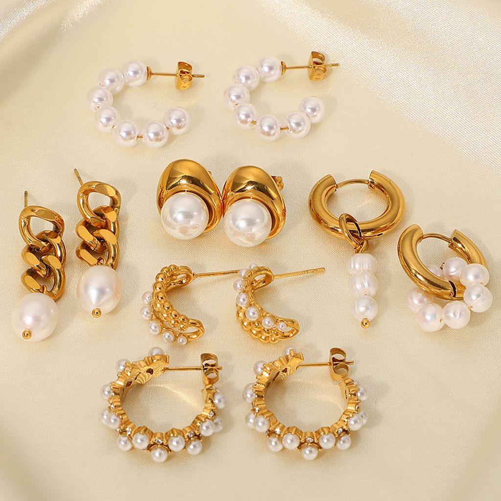 Freshwater Hoop Gold Earrings
