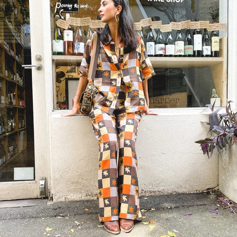 Black Print Two Piece Set