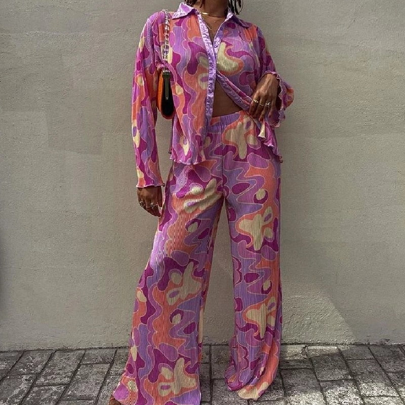 Purple/Orange Graphic PrintTwo Piece Set