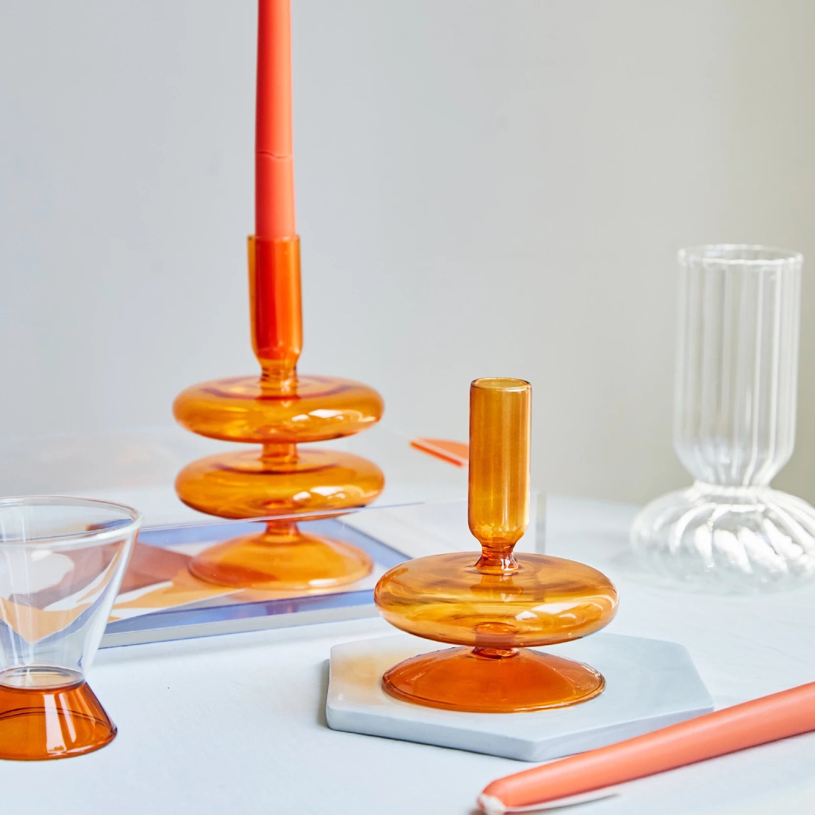 Neptune Glass Candle Holders