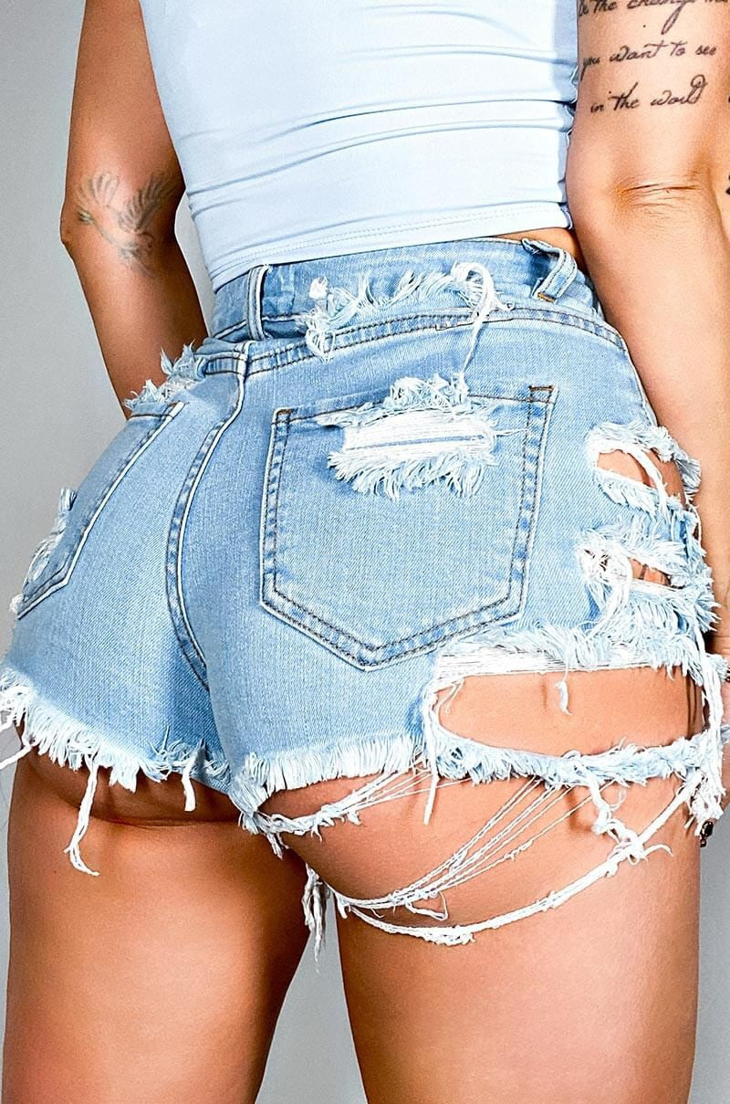 Ripped Denim Shorts