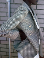 Cotton Plaid Slim Blazer