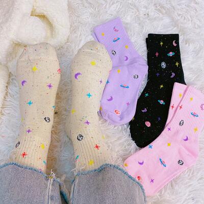 Space Pattern Cotton Socks