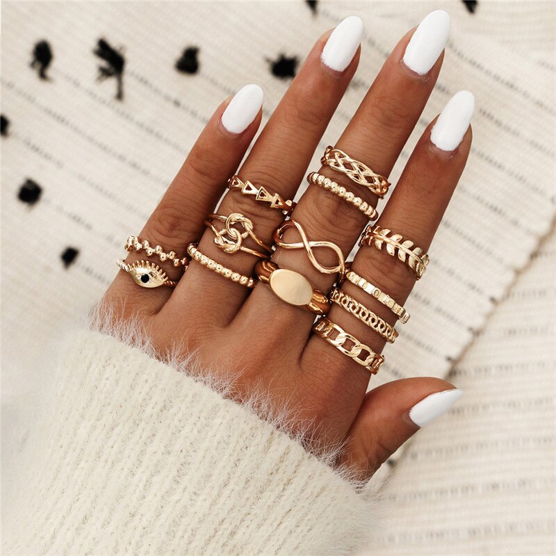 Star Moon Rhinestone Gold Ring