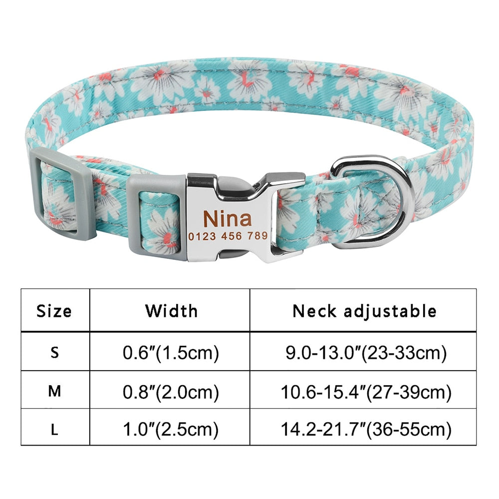 Adjustable Nylon Cool Dog Collar Print