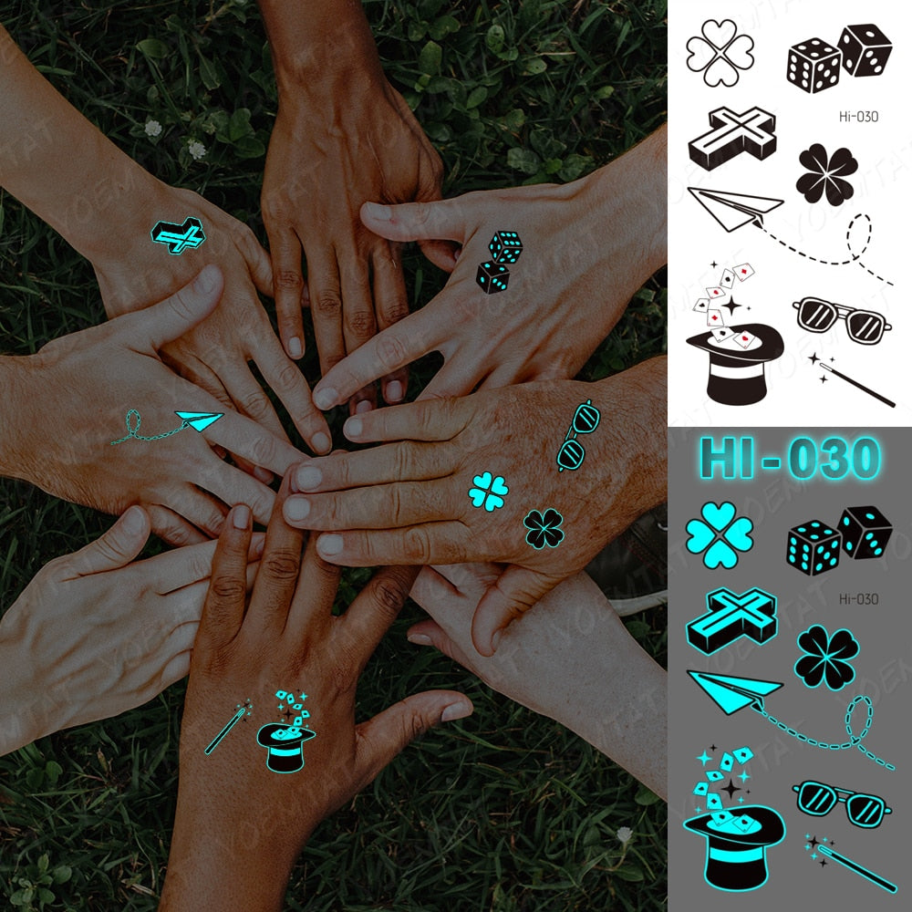 Blue Luminous Glow Tattoo Sticker