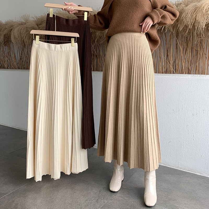 Knitted Elastic High Waist Skirt