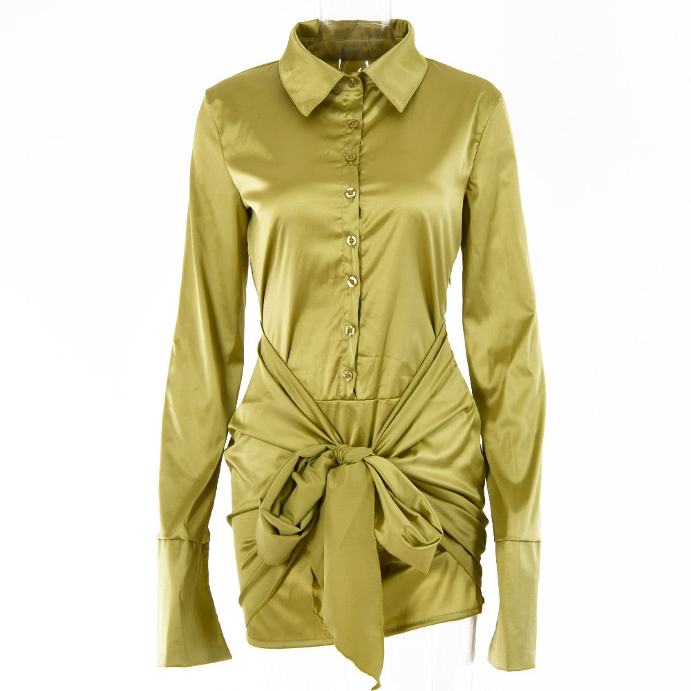 Long Sleeve Satin Mini Dresses