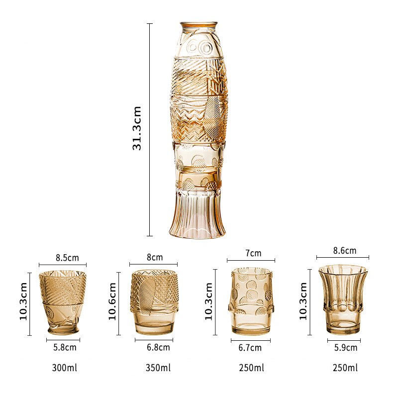 Koi Fish 4Pcs/Set Cup Fish Shaped Glass Set