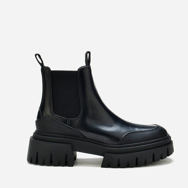 Leather Chunky Heel Chelsea Boots