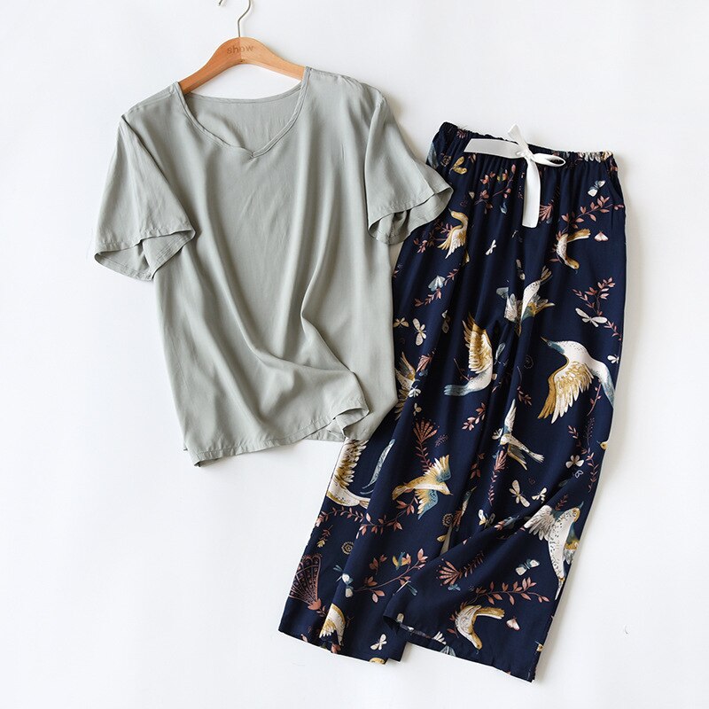Floral Printed Short Sleeve+Pants 2Pcs Set