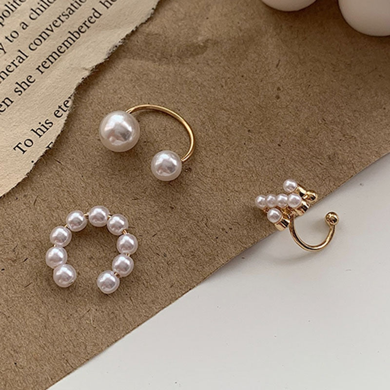3 Pcs Ear Cuff Pearl Earrings