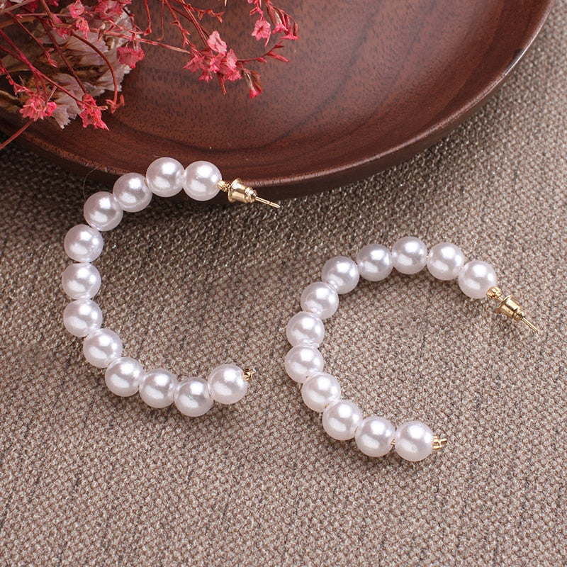 Pearl Round Hoop Earrings