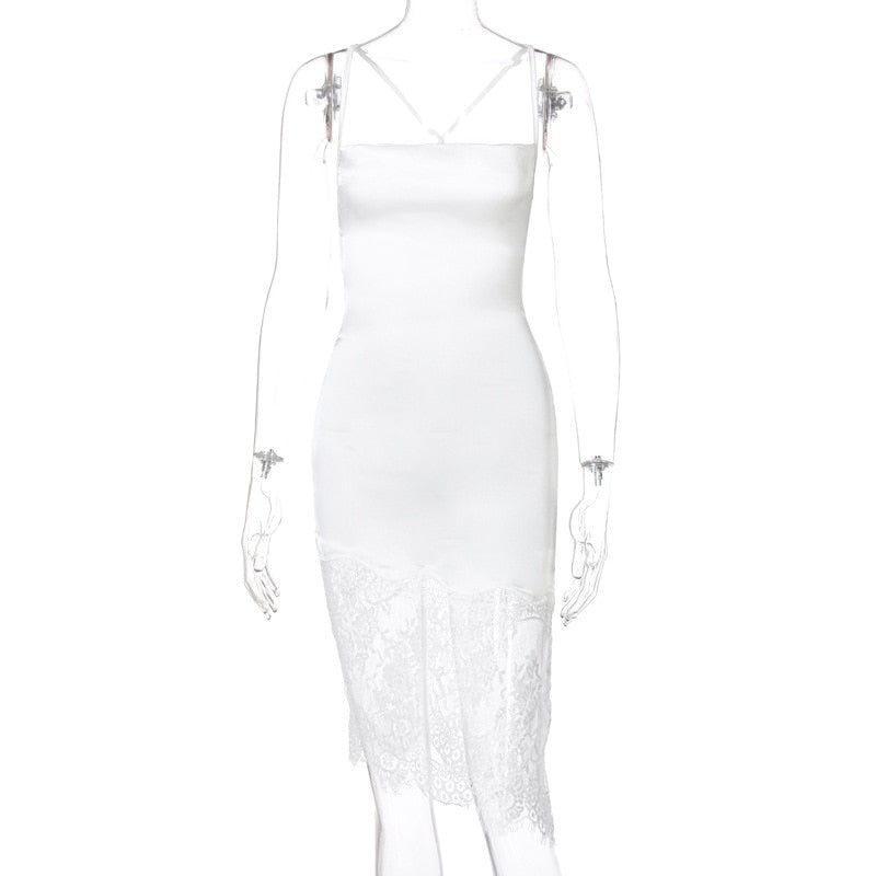 Spaghetti Strap Lace Midi Dresses
