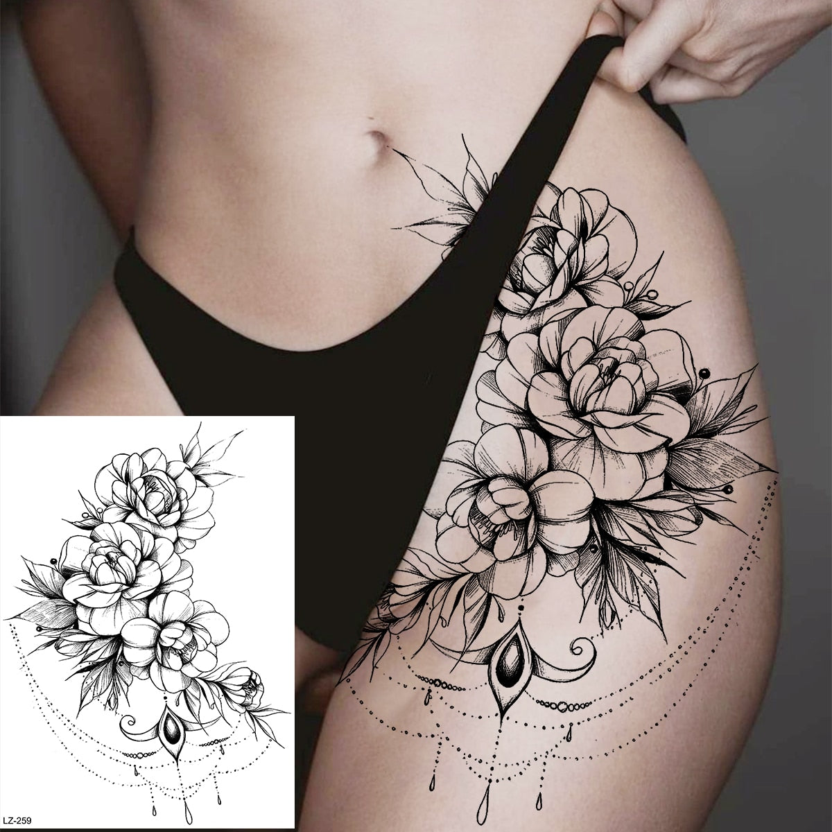 Lotus Henna Mandala Chest Temporary Tattoos
