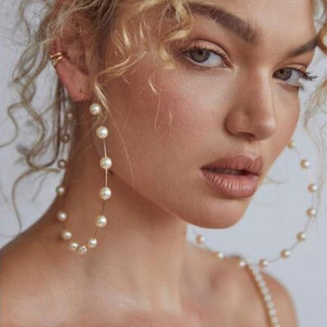 Pearl Round Hoop Earrings