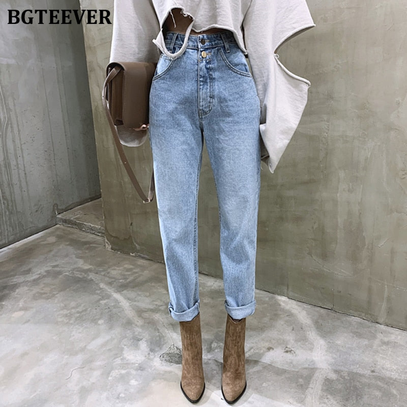 High Waist Straight Denim Jeans