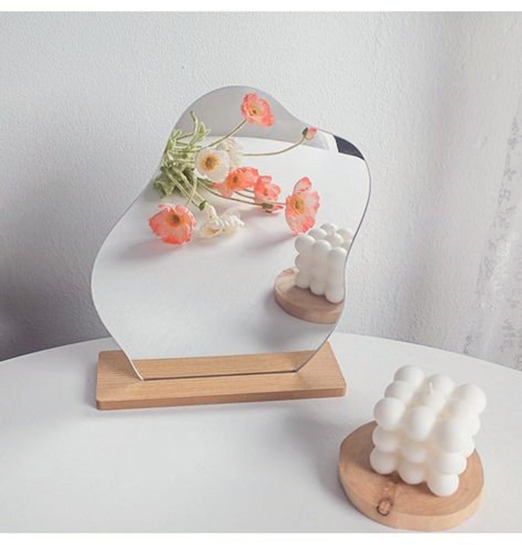 Irregular Mirror Wooden Base
