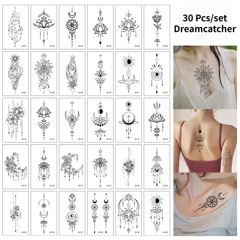 30pcs/set Boho Waterproof Tattoo Sticker