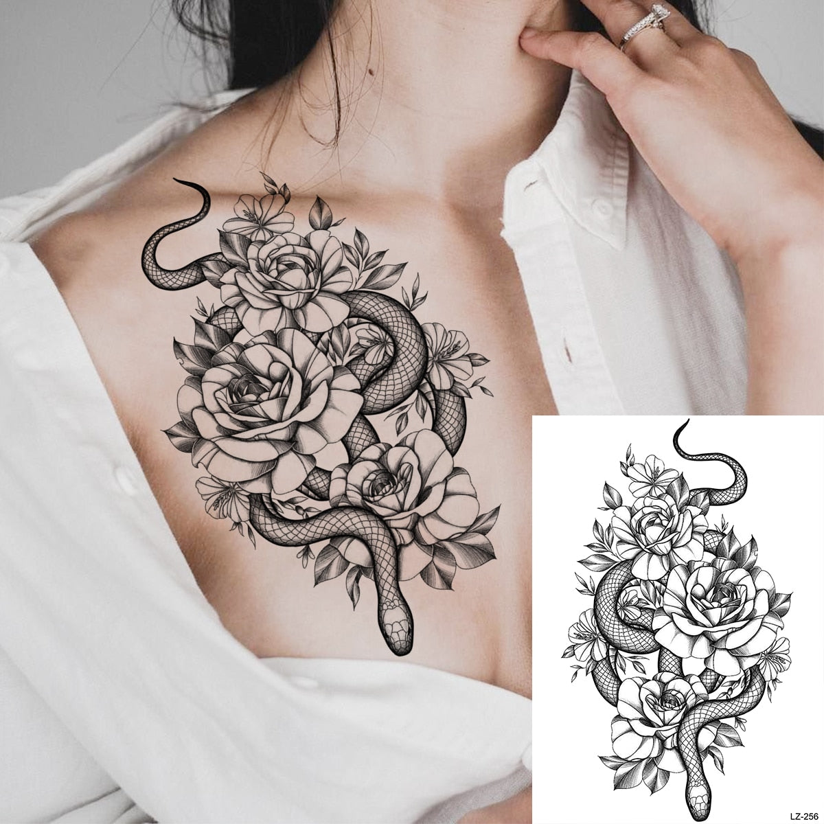 Lotus Henna Mandala Chest Temporary Tattoos