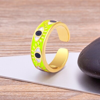Evil Eye Gold Pink Ring