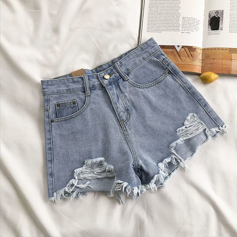 Blue High Waist  Denim Shorts