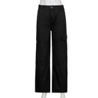 Cargo Wide Leg Straight Jeans