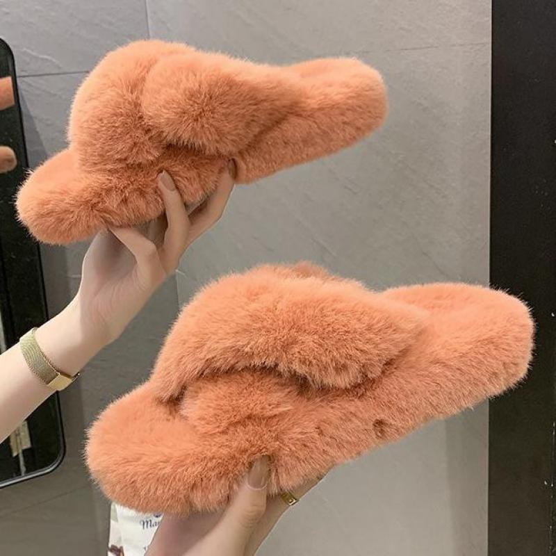 Fluffy Raccoon Fur Slippers