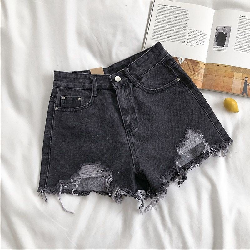 Blue High Waist  Denim Shorts