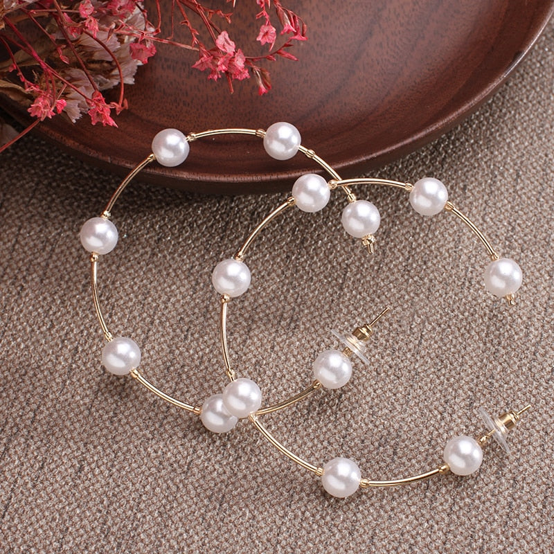 Pearl Round Hoop Earrings