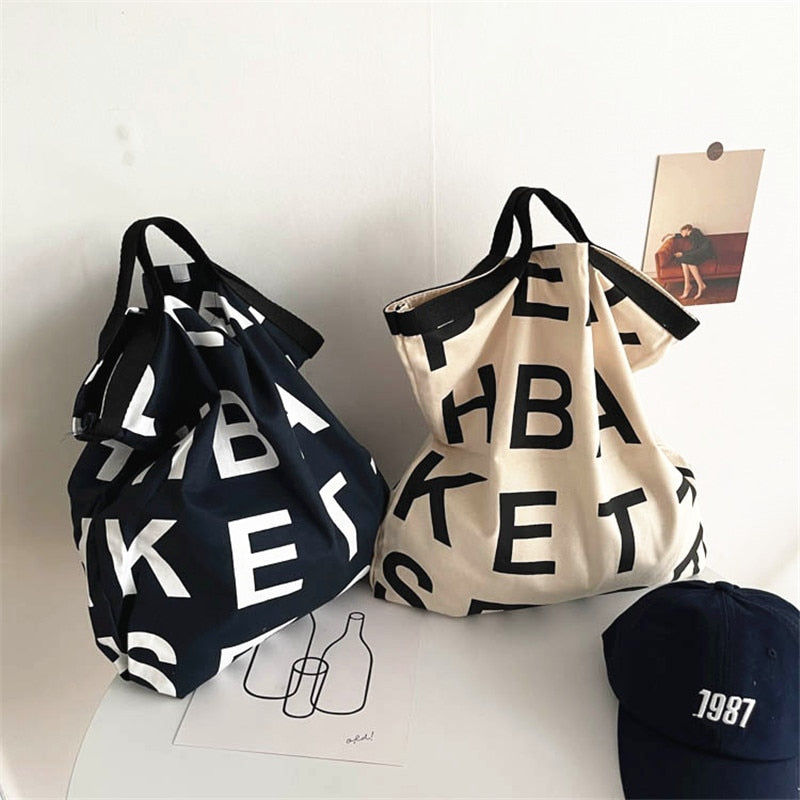 Large Letter Shopping Bag Canvas