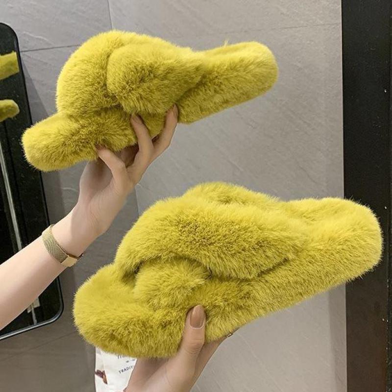 Fluffy Raccoon Fur Slippers
