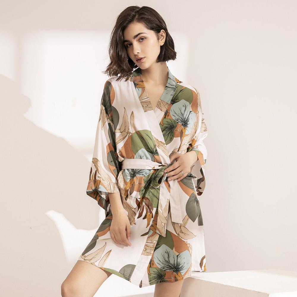 Silk Satin Thin Robe Floral Printed