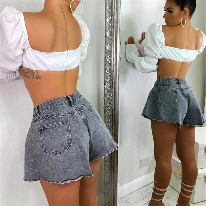 Wide Leg Denim Short